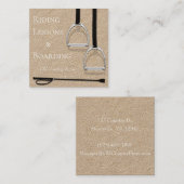 Stirrup Irons & Riding Crop Equestrian White Tekst Vierkante Visitekaartje (Voorkant / Achterkant)