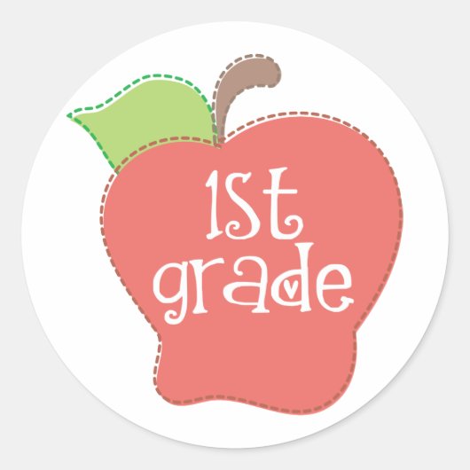 Stitch Apple 1st-graad Ronde Sticker (Voorkant)