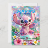 Stitch Birthday Invitation Template Kaart (Voorkant)