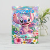 Stitch Birthday Invitation Template Kaart (Staand voorkant)