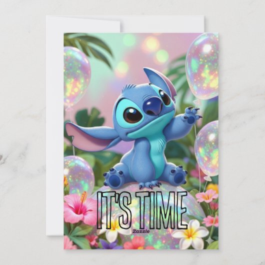 Stitch Birthday Invitation Template Kaart (Achterkant)