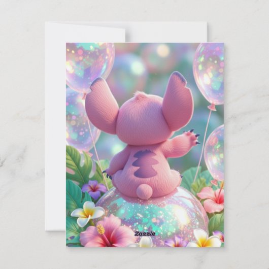 Stitch Birthday Invitation Template Kaart (Achterkant)