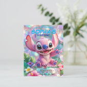 Stitch Birthday Invitation Template Kaart (Staand voorkant)