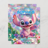Stitch Birthday Invitation Template Kaart (Voorkant / Achterkant)