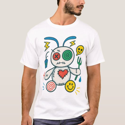 Stitch Bunny — Glitchend Hart T-shirt (Voorkant)