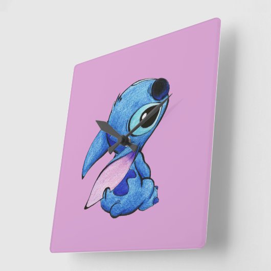 Stitch Clock Vierkante Klok (Hoek)
