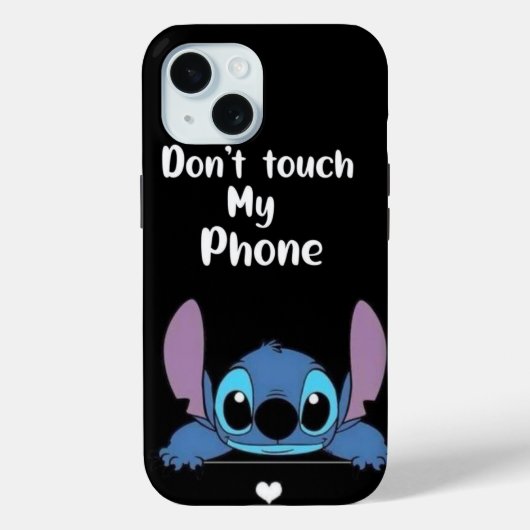 Stitch "Don't Touch My Phone" Funny Warning Black  Case-Mate iPhone Case (Achterkant)