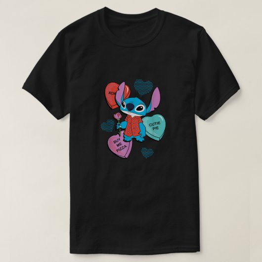 Stitch Funny Snoep Hearts Valentijnsdag T-shirt (Design voorkant)