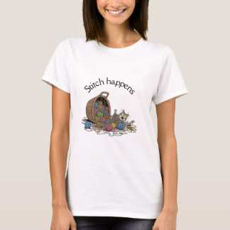 Stitch Happens - Grappige kat & garen haken T-shirt