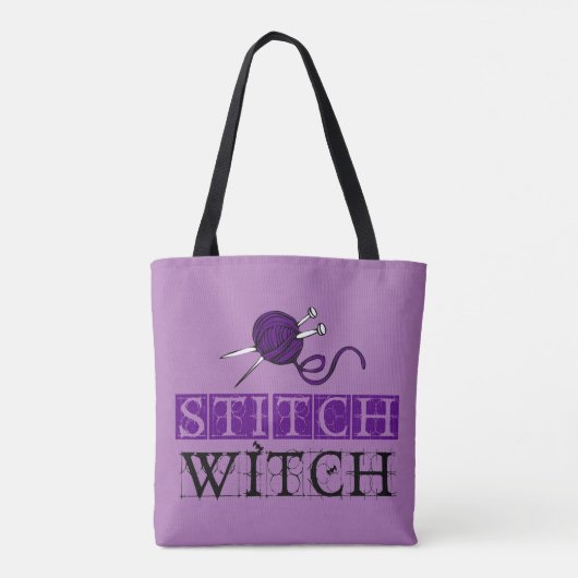 Stitch Witch Knitting Canvas tas (Achterkant)