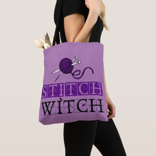 Stitch Witch Knitting Canvas tas (Dichtbij)