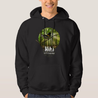 Stitchbird - bedreigde nz hihi vogel zwart hoodie