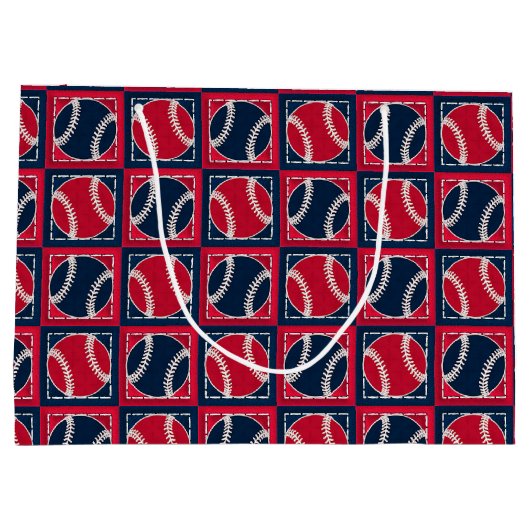 Stitched Baseball 01-GIFT BAG L Large Cadeautasje (Achterkant)