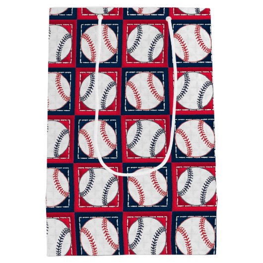 Stitched Baseball 02-GIFT BAG M Medium Cadeauzakje (Achterkant)