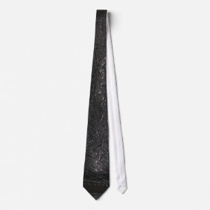 Stitched Black Leather-look texture-effect Stropda Stropdas