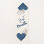 Stitched Blue / Ivory Hearts "Just Breath" Yogamat (Voorkant)