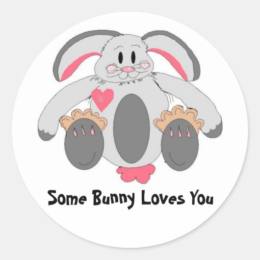 Stitched Bunny Rabbit Ronde Sticker (Voorkant)