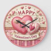 Stitched Fabric Heart Valentine Grote Klok (Voorkant)
