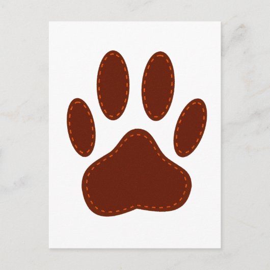 Stitched Felt Dog Paw Print Briefkaart (Voorkant)