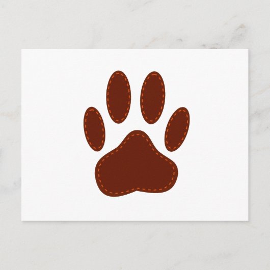 Stitched Felt Dog Paw Print Briefkaart (Voorkant)