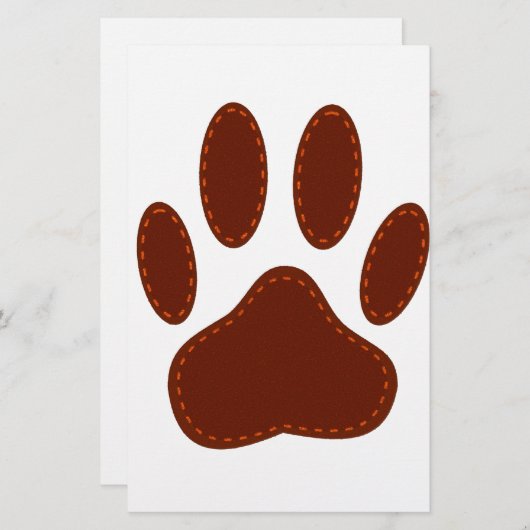 Stitched Felt Dog Paw Print Briefpapier (Voorkant / Achterkant)