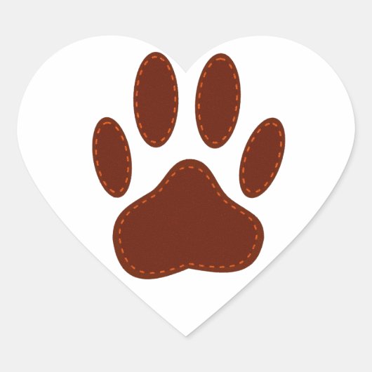 Stitched Felt Dog Paw Print Hart Sticker (Voorkant)