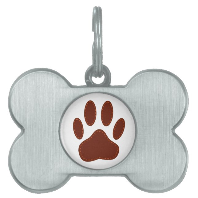 Stitched Felt Dog Paw Print Huisdieren Naamplaatje (voorkant)