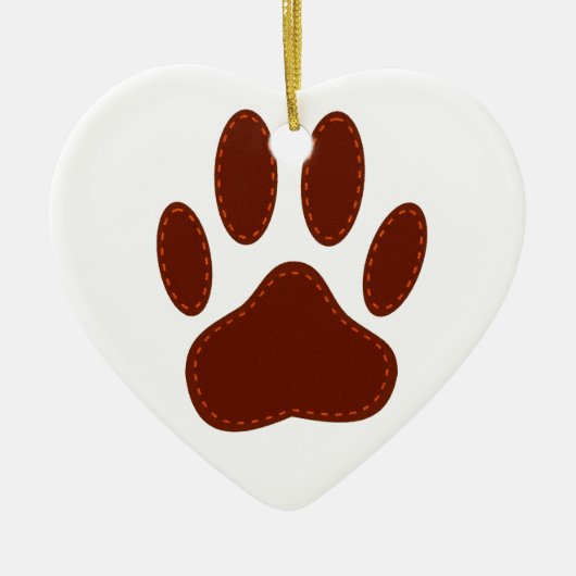 Stitched Felt Dog Paw Print Keramisch Ornament (Voorkant)
