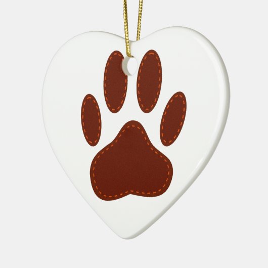 Stitched Felt Dog Paw Print Keramisch Ornament (Links)