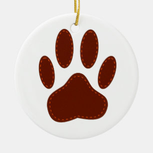Stitched Felt Dog Paw Print Keramisch Ornament