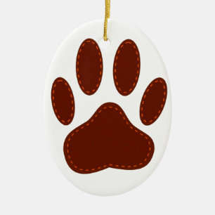 Stitched Felt Dog Paw Print Keramisch Ornament