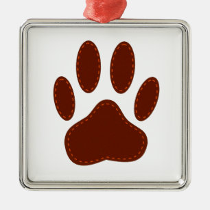 Stitched Felt Dog Paw Print Metalen Ornament