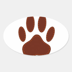 Stitched Felt Dog Paw Print Ovale Sticker
