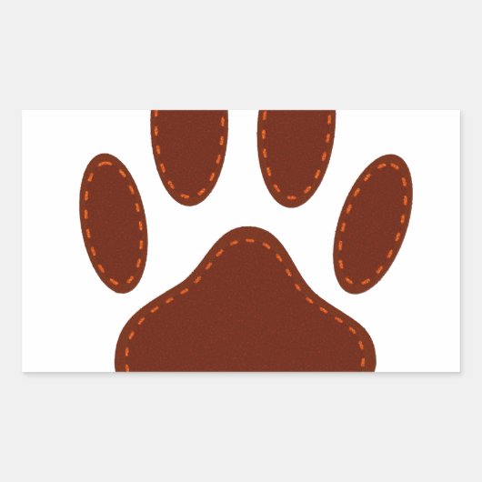 Stitched Felt Dog Paw Print Rechthoekige Sticker (Voorkant)