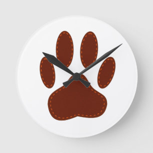 Stitched Felt Dog Paw Print Ronde Klok