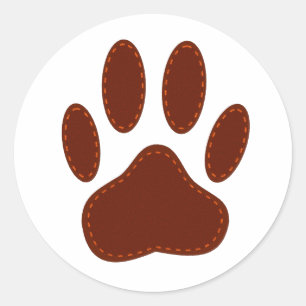 Stitched Felt Dog Paw Print Ronde Sticker