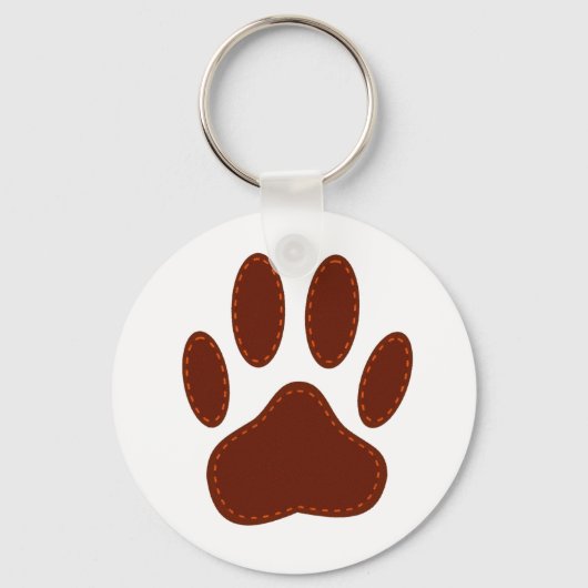 Stitched Felt Dog Paw Print Sleutelhanger (Voorkant)