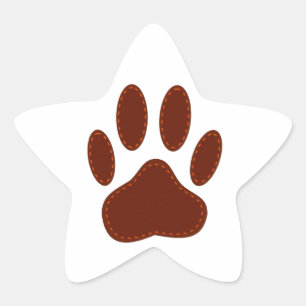 Stitched Felt Dog Paw Print Ster Sticker