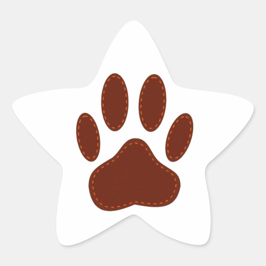 Stitched Felt Dog Paw Print Ster Sticker (Voorkant)