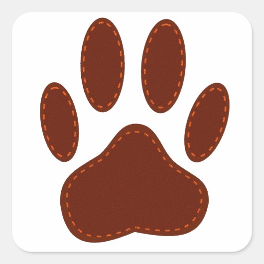 Stitched Felt Dog Paw Print Vierkante Sticker (Voorkant)