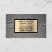 Stitched Grey Leather | Goud metaal | Homepictogra Visitekaartje (Achterkant)