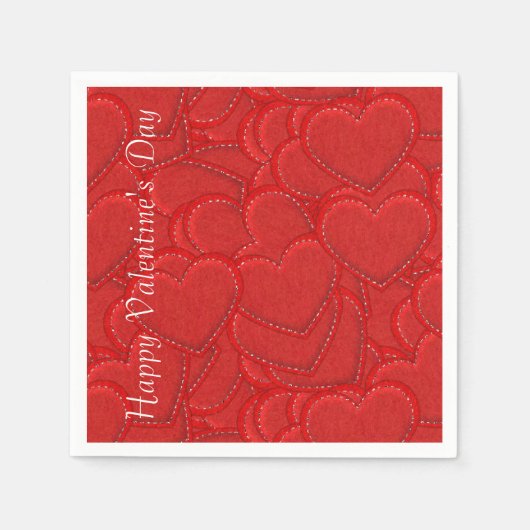 Stitched Hearts Valentijnsdag Napkins Servetten (Voorkant)
