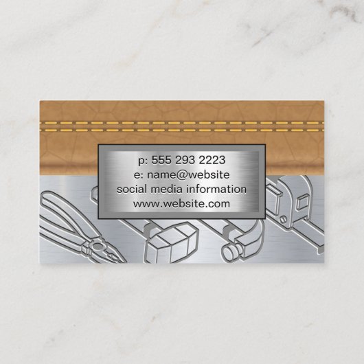 Stitched Leather | Metaalhardware Visitekaartje (Achterkant)