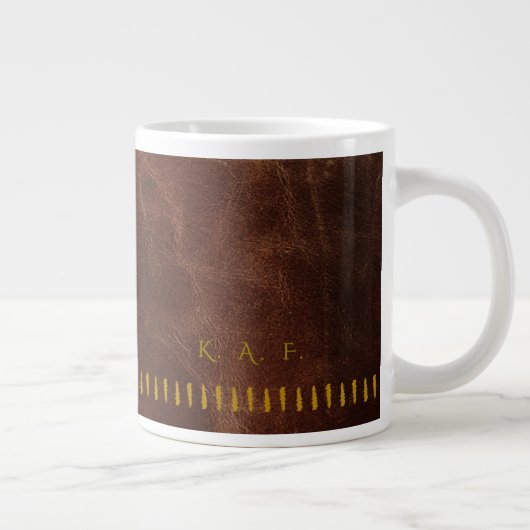 Stitched Leather Style Personalized Scholar Mug Grote Koffiekop (Rechts)