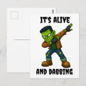 Stitched Monster leeft en danst voor Halloween Briefkaart (Voorkant / Achterkant)