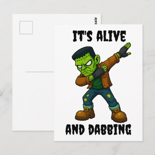 Stitched Monster leeft en danst voor Halloween Briefkaart (Voorkant / Achterkant)