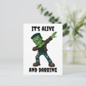 Stitched Monster leeft en danst voor Halloween Briefkaart (Staand voorkant)