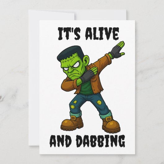 Stitched Monster leeft en danst voor Halloween Kaart (Voorkant)