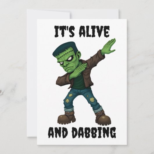 Stitched Monster leeft en danst voor Halloween Kaart (Voorkant)