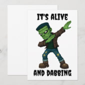 Stitched Monster leeft en danst voor Halloween Kaart (Voorkant / Achterkant)